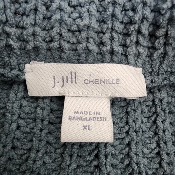 J Jill Sweater Women's Chenille XL Pullover Funnel Mock Neck Tunic Blue Plush - Picture 8 of 11